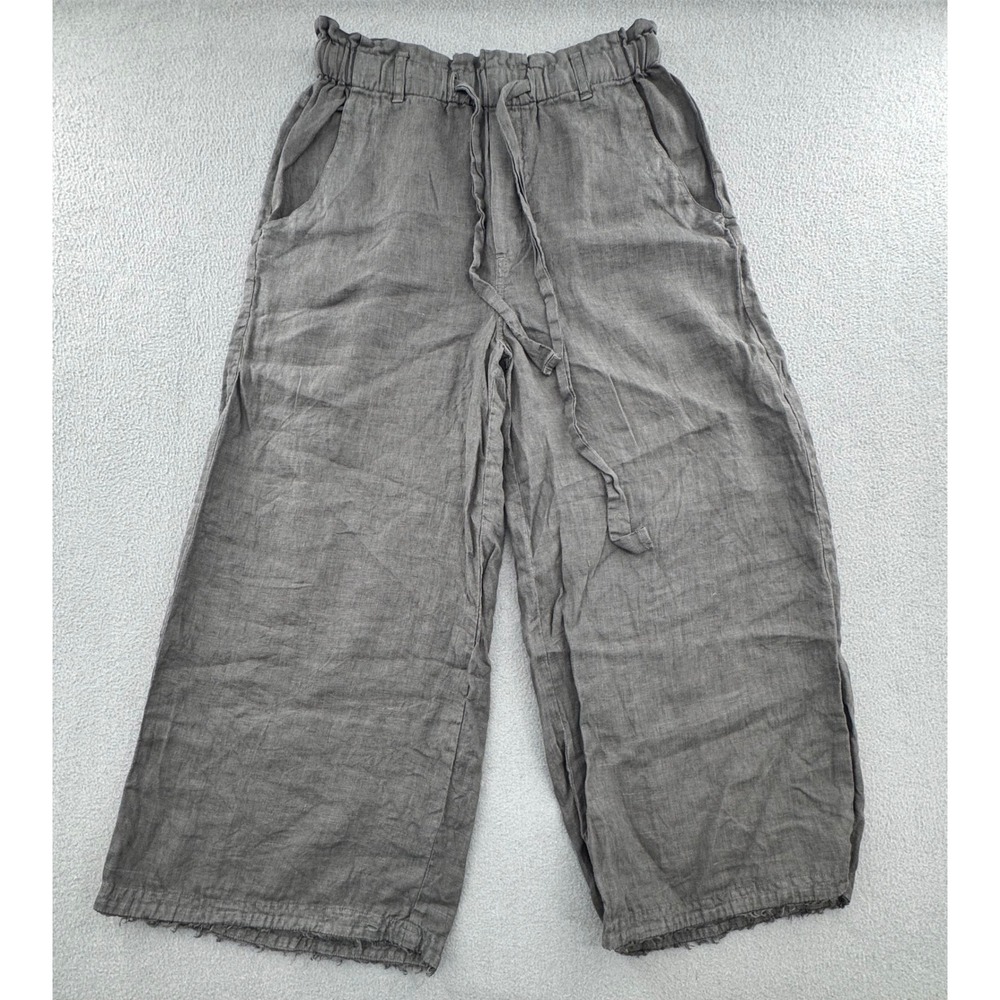 Cloth & Stone Wide Leg Linen Pants XS Gray Paperbag Coastal Grandma Boho Earthy